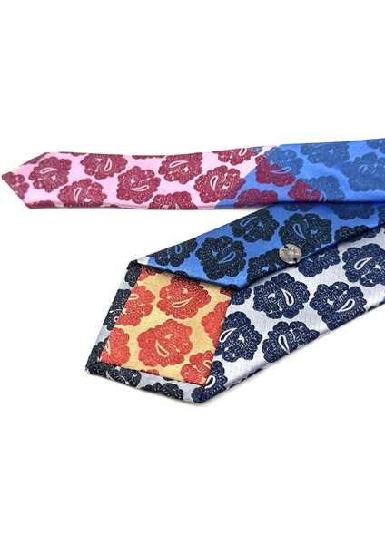 Şal Desen Çok Renkli Patchwork Klasik Kravat KK12188