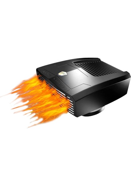 Araç Kaloriferi, 12V 180W Taşınabilir Isıtıcı Fanı Ön Cam Buğu Çözücü ve Buz Çözücü Isıtma ve Soğutma Fanı Döner Taban (Siyah) (Yurt Dışından)
