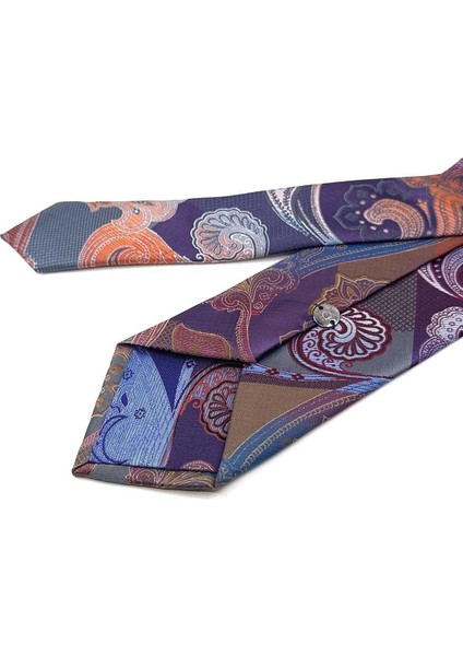 Şal Desen Çok Renkli Patchwork Klasik Kravat KK12184