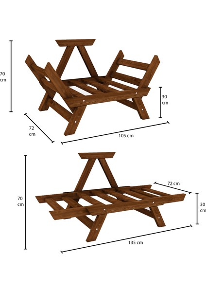 Otantik Ahşap Berjer Ceviz Antrasit Renk