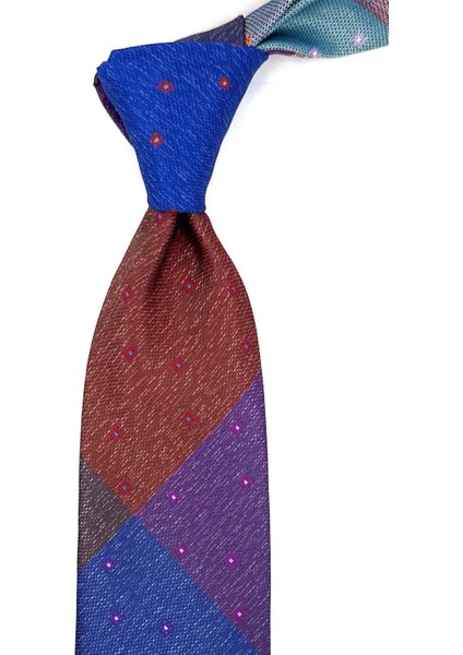 Kum Desen Çok Renkli Patchwork Klasik Kravat KK12204