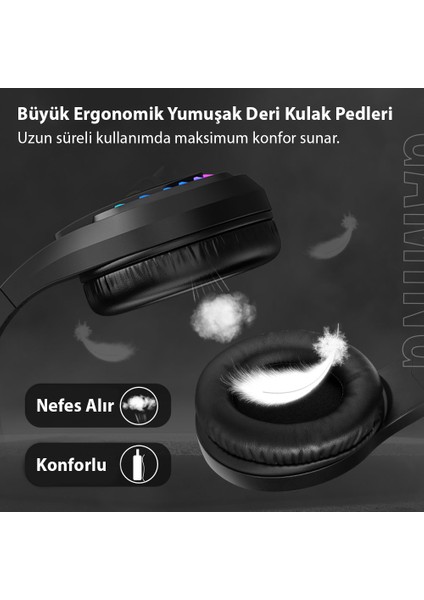 GR230 7.1 Neon Ledli Gaming Oyuncu Mikrofonlu Kulaklık Çok Modlu (Bluetooth, 2.4ghz, Kablolu)