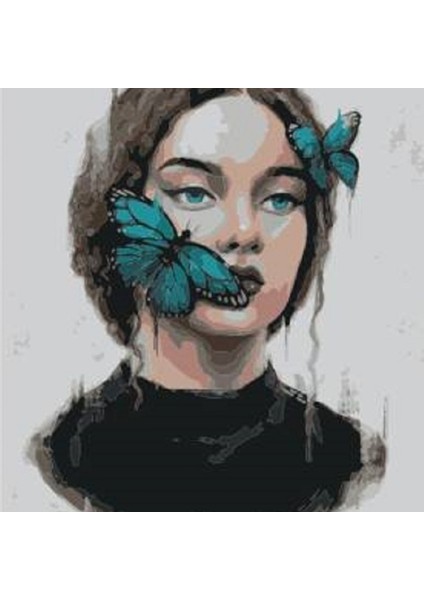 Kadın Kelebek Kasnaklı Sayılarla Boyama Seti