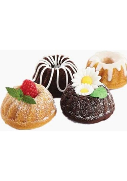 Holly Home 12'li Yıkanabilir Yanmaz Mini Chef Göbekli Muffin Pişirme Kalıbı, Silikon Kek, Cupcake, HAMUR7X3,5CM