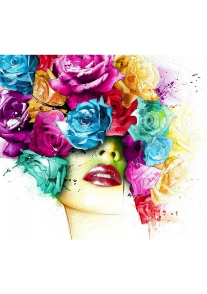 Çiçek Kadın 26 Kasnaklı Sayılarla Boyama Seti