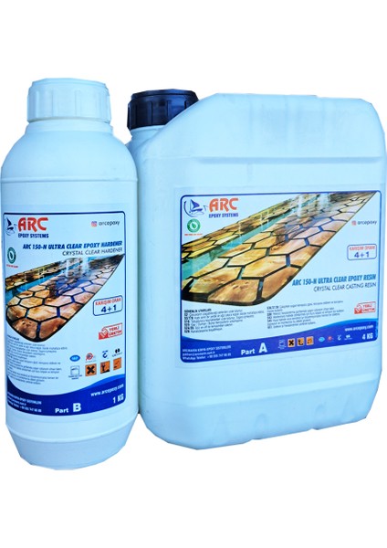 Epoksi +2c-4 Kg+1 kg Şeffaf Reçine Iç-Dış Mekan 5 kg