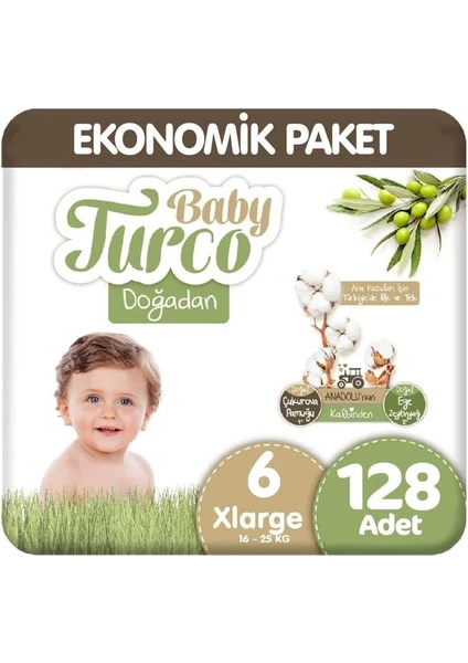 Baby Turco Bebek Bezi Aylık Paket 6 Numara 16-25 kg 128'li