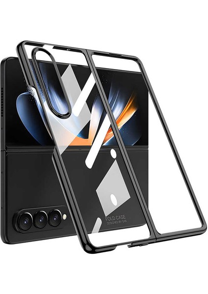 Samsung Galaxy Z Fold 4 Kılıf Kıpta Renkli Sert Koruma Siyah