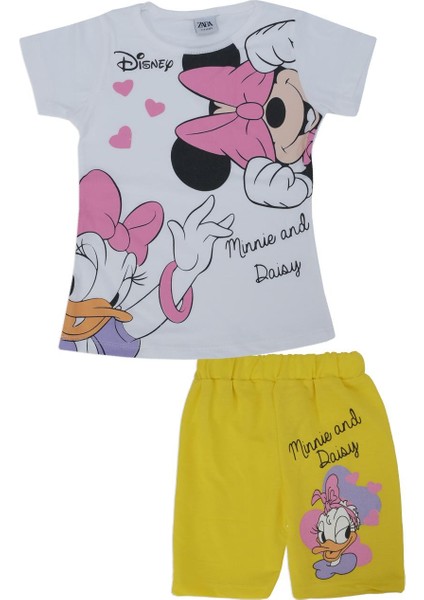 Kız Çocuk Mickey Mouse Baskılı Disney 2'li Alt Üst Şort Takım