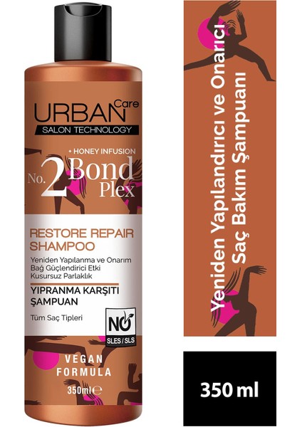 Urban Care Bond Plex Yıpranma Karşıtı Sülfatsız Şampuan 350 ml + Saç Bakım Sütü 200 ml + Saç Bakım Yağı 100 ml - Vegan