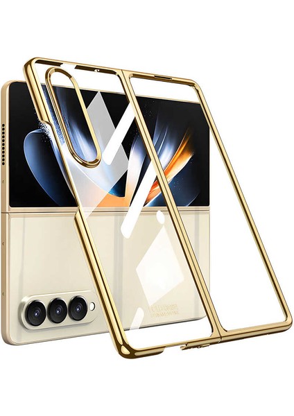 Samsung Galaxy Z Fold 4 Kılıf Kıpta Renkli Sert Koruma Gold