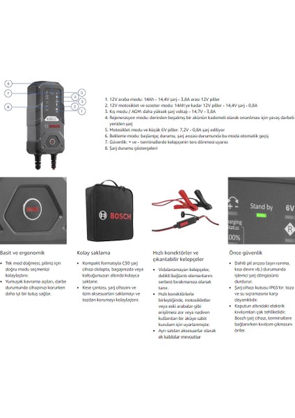 C30 Akü Şarj Cihazı 6/12V