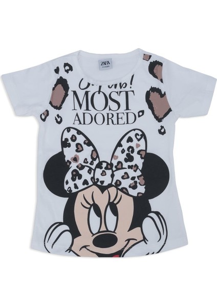 Kız Çocuk Mickey Mouse Kalp Baskılı 2'li Alt Üst Şort Takım fiyatları