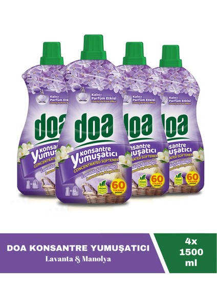 Konsantre Yumuşatıcı Lavanta & Manolya 1500 ml X4 Adet