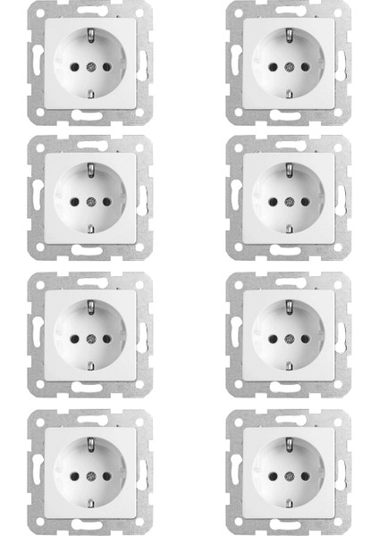 Linnera Topraklı Priz Beyaz (Çerçeve Dahil) 90440008 (8 Adet)