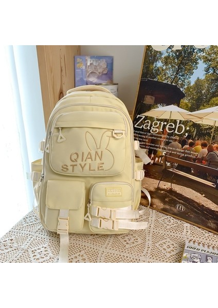 Okul Çantası Büyük Kapasiteli Sırt Çantası Basit Çok Yönlü Kore Tarzı Sevimli Sırt Çantası (Yurt Dışından)