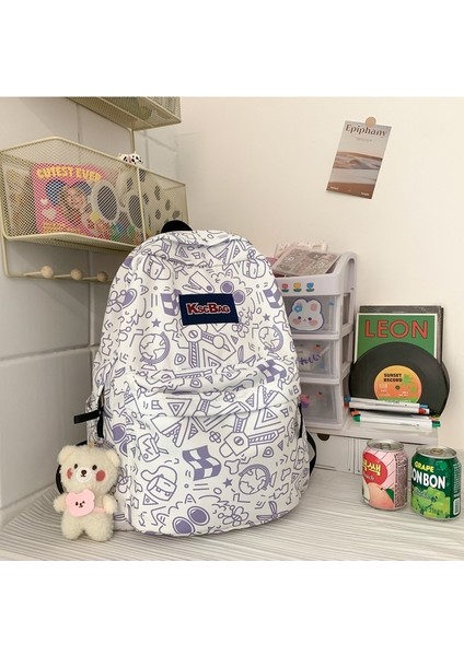 Okul Çantası Kadın Grafiti Sırt Çantası Büyük Kapasiteli Öğrenci Çok Yönlü Banliyö Sırt Çantası (Yurt Dışından)