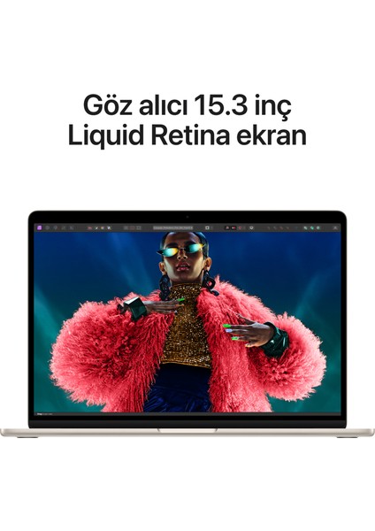 MacBook Air M3 Çip 8GB 256GB SSD macOS 15" Taşınabilir Bilgisayar Yıldız Işığı MRYR3TU/A