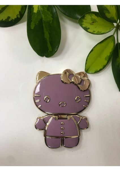 Sevimli Hello Kitty Stand Özellikli Tutucu Yapışkan Özellikli Kılıfına Yapışır - Mor
