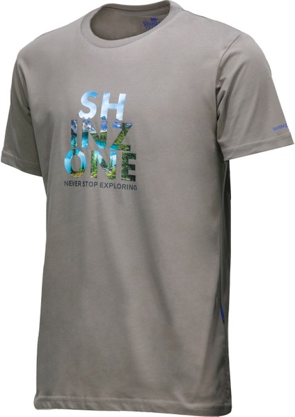 Erkek Bisiklet Yaka Standart Fit Göğüs Baskılı Vizon T-Shirt