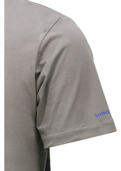 Erkek Bisiklet Yaka Standart Fit Göğüs Baskılı Vizon T-Shirt modelleri