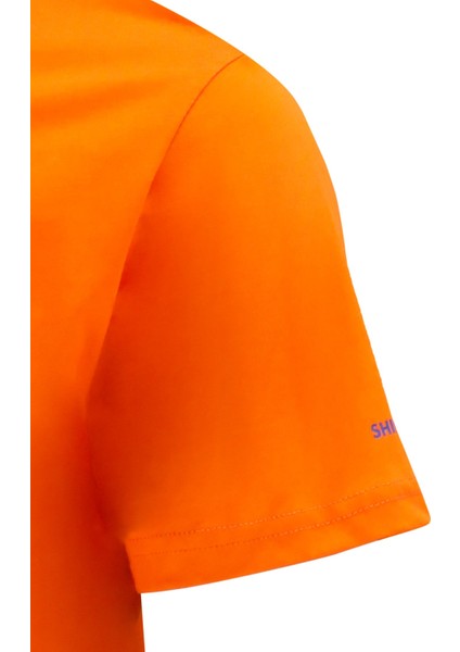 Erkek Bisiklet Yaka Standart Fit Discovery Göğüs Baskılı Turuncu T-Shirt
