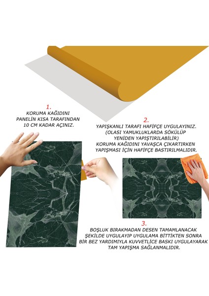 Kendinden Yapışkanlı Yeşil Mermer Desenli Pvc Panel 41X62 cm (12 Adet) 3 M²