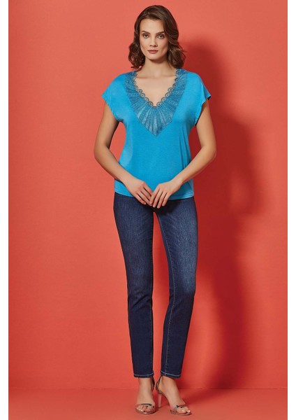 Dar Kesim Cigarette Mavi Jean Pantolon