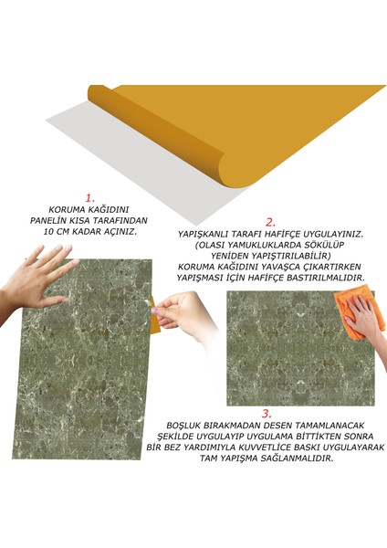 Kendinden Yapışkanlı Kahverengi-Yeşil Desenli Pvc Panel 41X62 cm (12 Adet) 3 M²