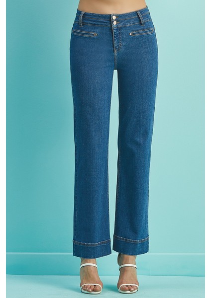 Geniş Paça Mavi Jean Pantolon modelleri