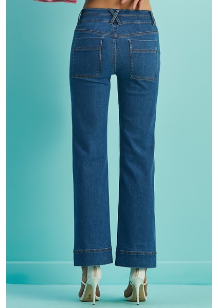 Geniş Paça Mavi Jean Pantolon fırsatları