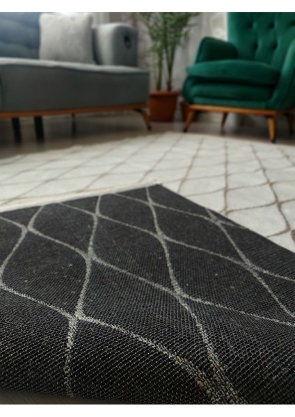 Iskandinav Desenli Şönil Kilim Kaydırmaz Dokuma Pamuk Taban Beyaz Halı Salon Oturma Odası Koridor