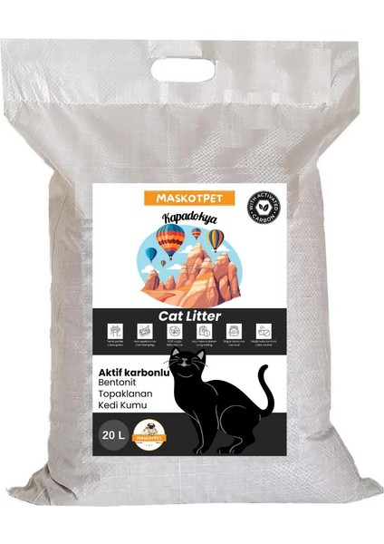 pet Kapadokya Aktif Karbonlu Bentonit Kedi Kumu 20 L