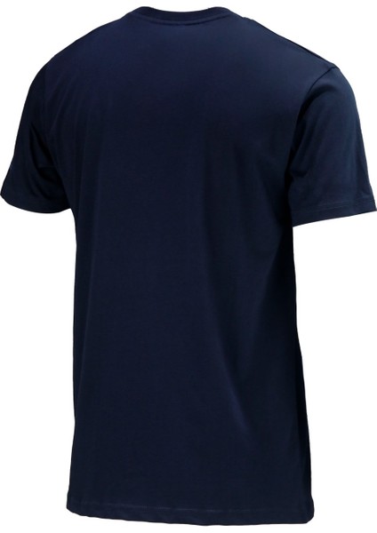 Erkek Bisiklet Yaka Standart Fit Discovery Göğüs Baskılı Lacivert T-Shirt