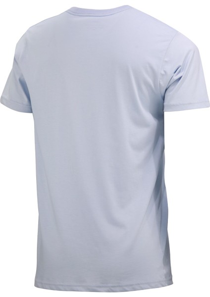 Erkek Bisiklet Yaka Standart Fit Kabartma Göğüs Baskılı Mavi T-Shirt fiyatları