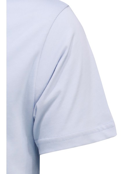 Erkek Bisiklet Yaka Standart Fit Kabartma Göğüs Baskılı Mavi T-Shirt modelleri