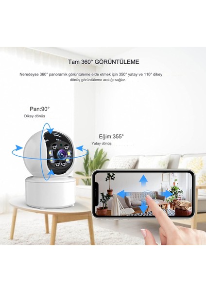 Yapay Zeka Destekli 1080P Full Hd 5g Wi-Fi Destekli Gece Görüşlü, Hareket Algılamalı Konuşmalı Kablosuz Güvenlik Kamerası