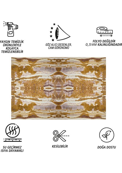 Kendinden Yapışkanlı Etnik Mermer Desenli Pvc Panel 41X62 cm (12 Adet) 3 M²