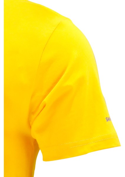 Erkek Bisiklet Yaka Standart Fit Discovery Göğüs Baskılı Sarı T-Shirt modelleri
