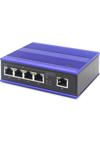 4 Portlu Hızlı Ethernet Ağ Anahtarı, Endüstriyel, Yönetilmeyen, 1 RJ45 Uplink