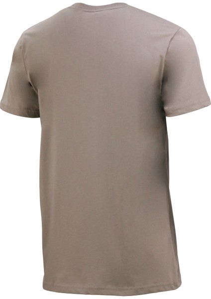 Erkek Bisiklet Yaka Standart Fit Kabartma Göğüs Baskılı Vizon T-Shirt fiyatları