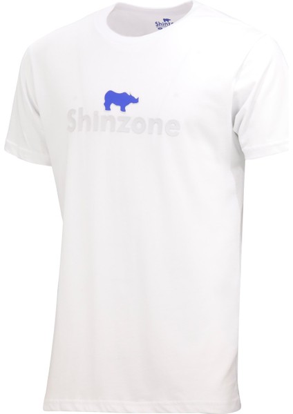 Erkek Bisiklet Yaka Standart Fit Kabartma Göğüs Baskılı Beyaz T-Shirt