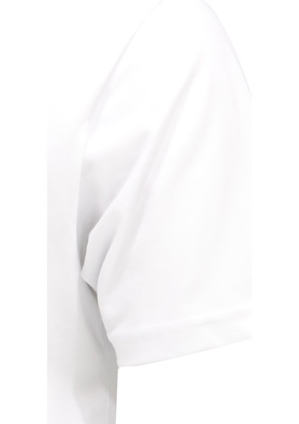 Erkek Bisiklet Yaka Standart Fit Kabartma Göğüs Baskılı Beyaz T-Shirt modelleri