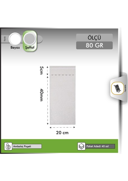 Bantlı Balonlu Torba 80 gr 20X40+5 cm - 40 Adet