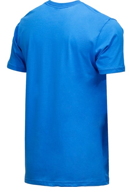 Erkek Bisiklet Yaka Standart Fit Göğüs Baskılı Indigo T-Shirt