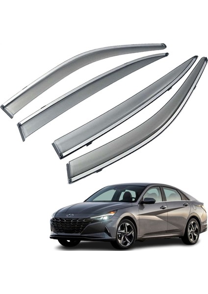 Hyundai Elantra Mügen Cam Rüzgarlığı Kromlu Rüzgarlık ( Paslanmaz Nikelajlı ) 2021 Sonrası 4 Lü Set fiyatları