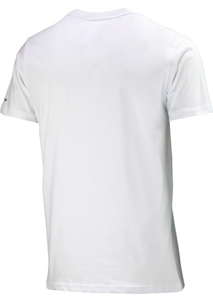 Erkek Bisiklet Yaka Standart Fit Bot Göğüs Baskılı Beyaz T-Shirt