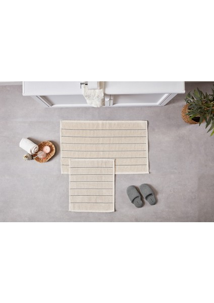 Doquhome Arte Banyo Paspası Krem&antrasit 60X100CM