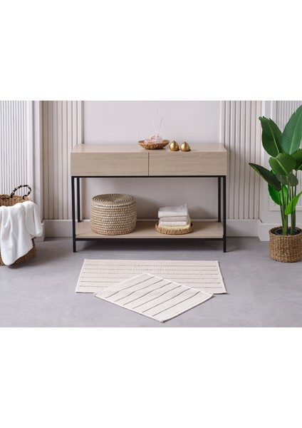 Doquhome Arte Banyo Paspası Krem&antrasit 60X100CM