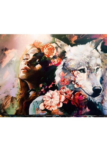 Kadın ve Kurt Sevgisi Kasnaklı Sayılarla Boyama Seti